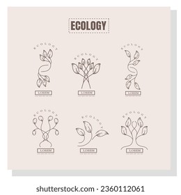 Vector natural eco product stamp brand logo for nature and healthy product brand logo set vector