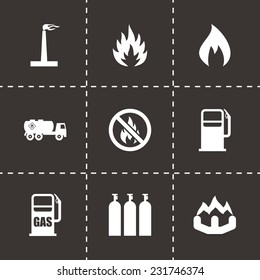 Vector natural gas icon set on black background