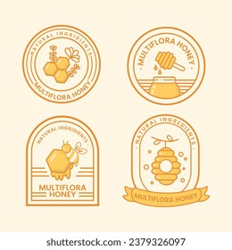 Concepto del logotipo de las insignias de miel natural del vector