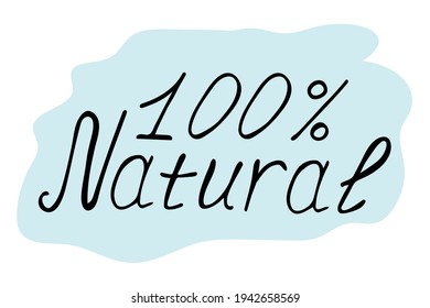 Etiqueta natural vectorial, logotipo. 100% natural. Cepillo. Dejando. Ilustración vectorial.
