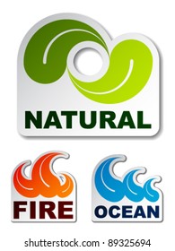 vector natural leaf ocean wave flame fire stickers