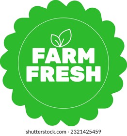 Vector natural product icon label. . Farm fresh, buy local. badge with green leaves. Eco bio food emblems for farmers market, healthy goods