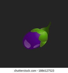 Vector Natural Purple Eggplant On Illustration Image Perfect For Kids Education Bruchures Etc