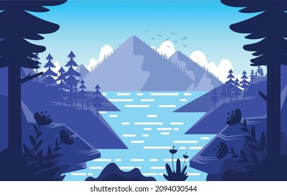 Vector natural scenery illustration background