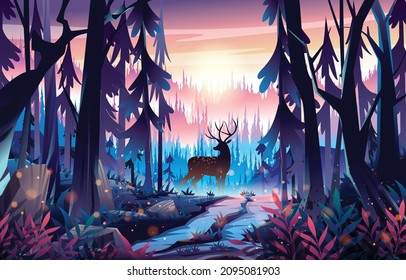 Fondo de la ilustración del paisaje natural vectorial
