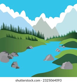 paisaje vectorial natural que es natural y hermoso a la vista