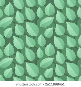 Vector natural seamless pattern with overlapping green leaves