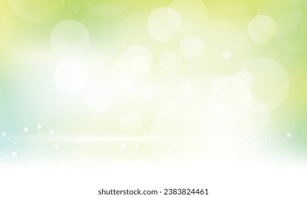 Vector natural spring greenish bokeh background with blurry white circles.