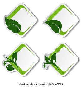 Vector natural stickers with leaf