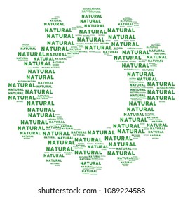 Vector natural text icons are combined into gear wheel illustration. Equipment design concept constructed with natural text objects.
