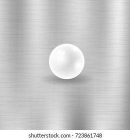 Vector Natural White Pearl on Grey Blurred Metallic Background