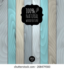 Vector natural wood texture grunge background. Retro tree turquoise blue fence. Realistic wallpaper eco pattern. Wooden  realistic colorful planks backdrop.