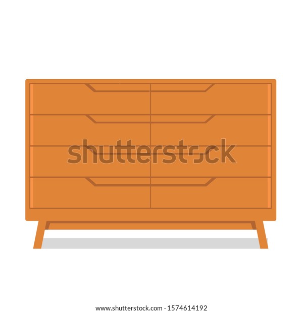 Vector Natural Wooden Drawer Used Office Stock Vector Royalty