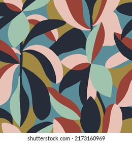 Vector nature abstract leaf themed illustration seamless repeat pattern fashion and fabric digital artwork