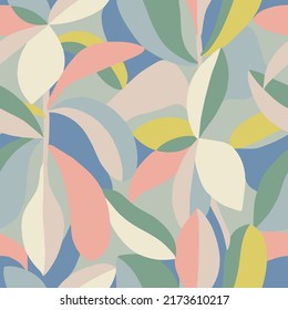 Vector nature abstract leaf themed illustration seamless repeat pattern fashion and fabric digital artwork