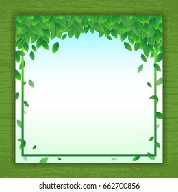 Vector nature background banner with green leaf frame