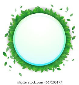Vector nature background banner with green leaf frame
