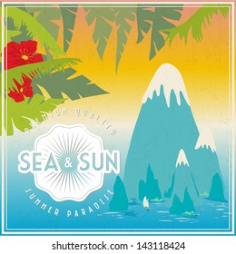 vector nature background vector classic travel advertisement vector nature background journey drive classical holiday summertime scenery star boat landscape palm tour isolated conceptual trip yacht sc
