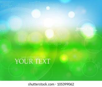 Vector nature background: green sunny day bokeh