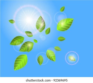 Vector nature background with leaves falling