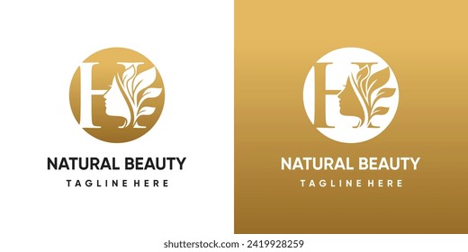 Plantilla de logotipo de belleza de naturaleza vectorial con vector de concepto de letra H