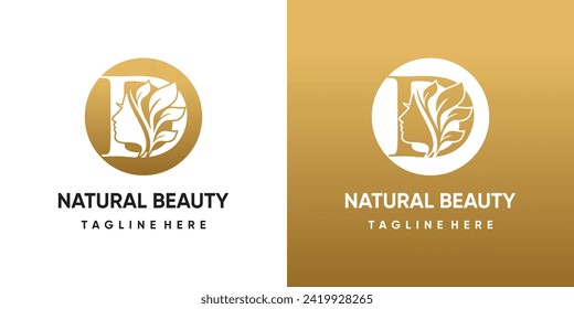 Plantilla de logotipo de belleza de naturaleza vectorial con la letra D concepto de vector premium
