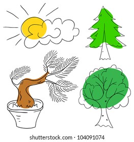Vector nature collection on a white background