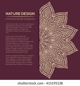 Vector nature decor for your design with abstract flowers. Vector round mandala in childish style. Ornamental doodle background.