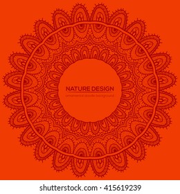 Vector nature decor for your design with abstract ornament. Vector round mandala in childish style. Ornamental doodle background.