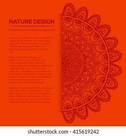 Vector nature decor for your design with abstract ornament. Vector round mandala in childish style. Ornamental doodle background.