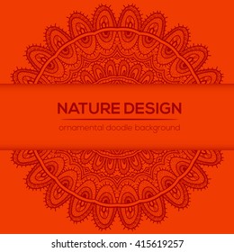 Vector nature decor for your design with abstract ornament. Vector round mandala in childish style. Ornamental doodle background.