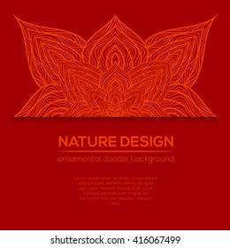 Vector nature decor for your design with abstract flowers. Vector round mandala in childish style. Ornamental doodle background.