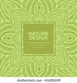 Vector nature decor for your design with abstract flowers. Vector round mandala in childish style. Ornamental doodle background.