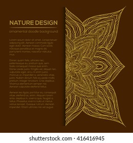 Vector nature decor for your design with abstract flowers. Vector round mandala in childish style. Ornamental doodle background.