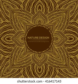 Vector nature decor for your design with abstract flowers. Vector round mandala in childish style. Ornamental doodle background.