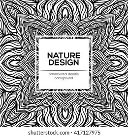 Vector nature decor for your design with abstract flowers. Vector round mandala in childish style. Ornamental doodle background.