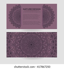 Vector nature decor for your design with abstract ornament. Vector round mandala in childish style. Ornamental doodle background.
