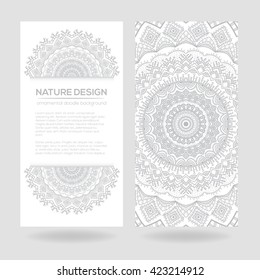 Vector nature decor for your design with abstract ornament. Vector round mandala in childish style. Ornamental doodle background.