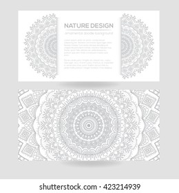 Vector nature decor for your design with abstract ornament. Vector round mandala in childish style. Ornamental doodle background.