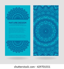 Vector nature decor for your design with abstract ornament. Vector round mandala in childish style. 