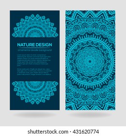 Vector nature decor for your design with abstract ornament. Vector round mandala in childish style. Ornamental doodle background.