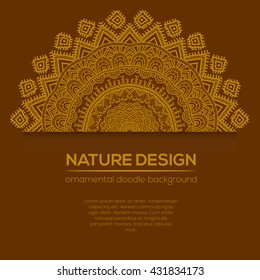 Vector nature decor for your design with abstract ornament. Vector round mandala in childish style. Ornamental doodle background.