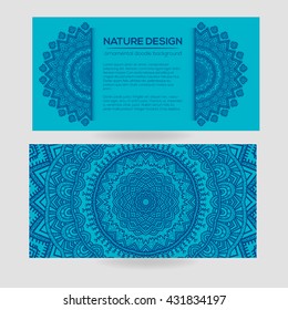 Vector nature decor for your design with abstract ornament. Vector round mandala in childish style. Ornamental doodle background.