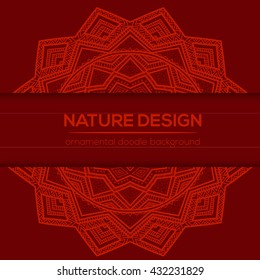 Vector nature decor for your design with abstract ornament. Vector round mandala in childish style. Ornamental doodle background.