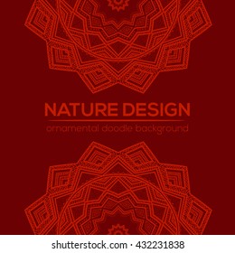 Vector nature decor for your design with abstract ornament. Vector round mandala in childish style. Ornamental doodle background.