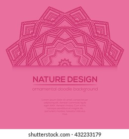 Vector nature decor for your design with abstract ornament. Vector round mandala in childish style. Ornamental doodle background.