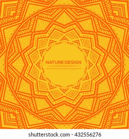 Vector nature decor for your design with abstract ornament. Vector round mandala in childish style. Ornamental doodle background.