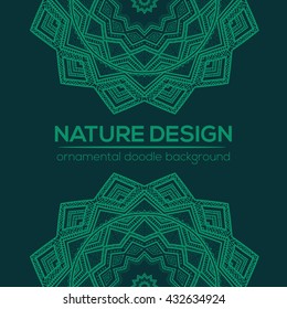 Vector nature decor for your design with abstract ornament. Vector round mandala in childish style. Ornamental doodle background.