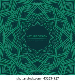 Vector nature decor for your design with abstract ornament. Vector round mandala in childish style. Ornamental doodle background.