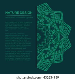 Vector nature decor for your design with abstract ornament. Vector round mandala in childish style. Ornamental doodle background.